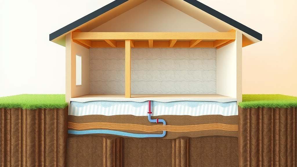 Modern house cross-section with crawl space insulation and moisture-resistant foundation materials, crawl space foundation